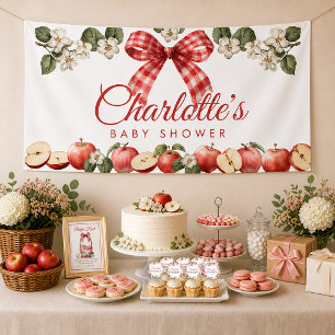 Apple Baby Shower Banner with Gingham Bow