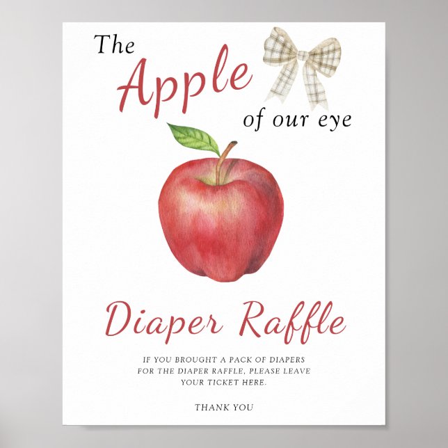 apple baby shower - diaper raffle poster (Front)