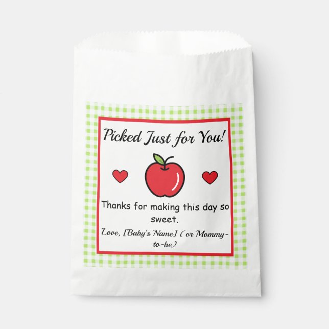 Apple Baby Shower Favor Bags (Front)