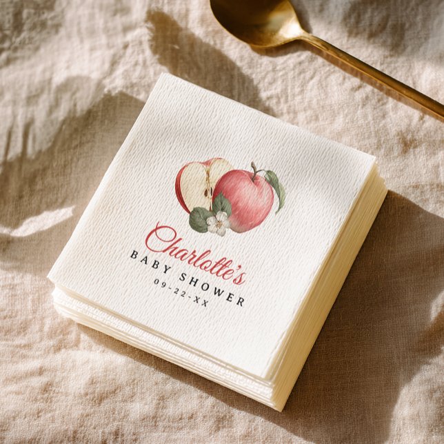 Apple Baby Shower Personalized Party Napkins (Apple Themed Baby Shower Napkins)