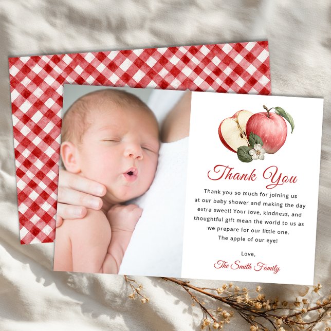 Apple Baby Shower Thank You Card with Photo (Apple themed baby shower)