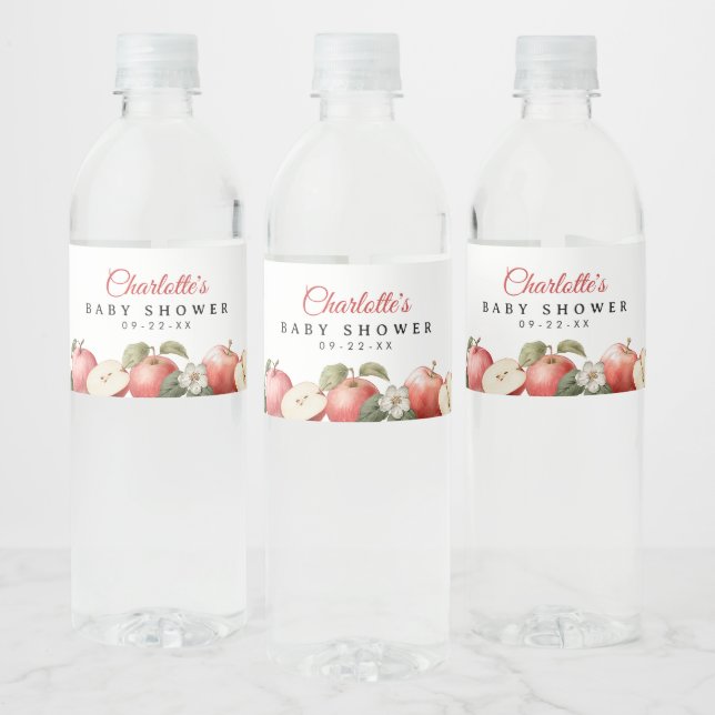 Apple Baby Shower  Water Bottle Label (Bottles)
