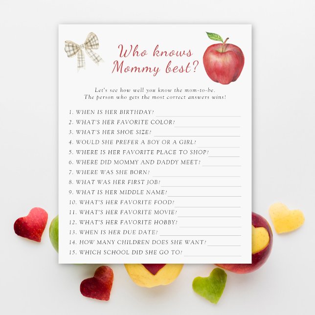Apple baby shower Who knows mommy best game (Creator Uploaded)