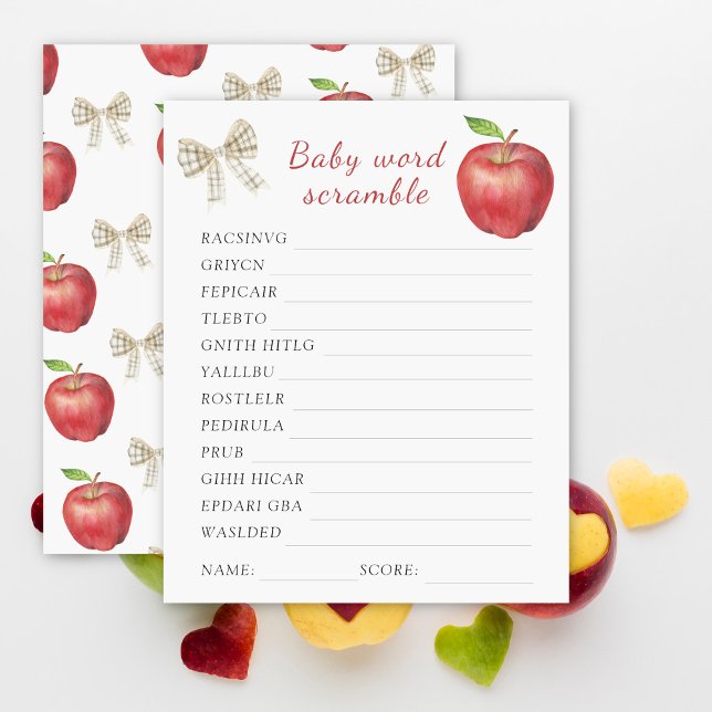 Apple baby shower Word scramble baby shower game (Creator Uploaded)