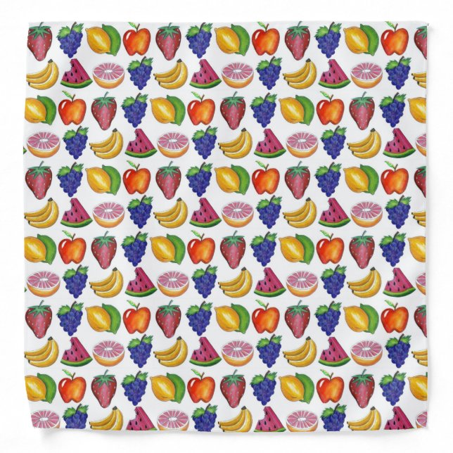 Apple Banana Lemon Lime Grapes Berry Fruit Salad Bandana (Front)