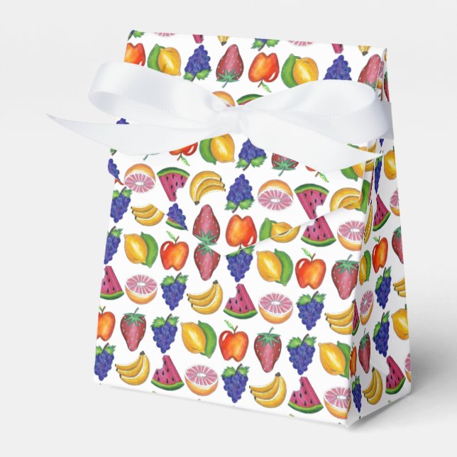 Apple Banana Lemon Lime Grapes Berry Fruit Salad Favor Boxes (Front Side)
