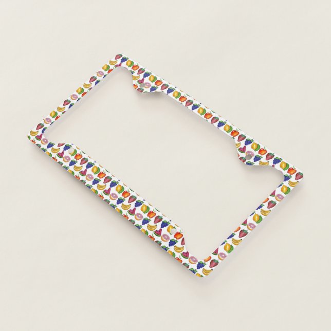 Apple Banana Lemon Lime Grapes Berry Fruit Salad License Plate Frame (3/4)