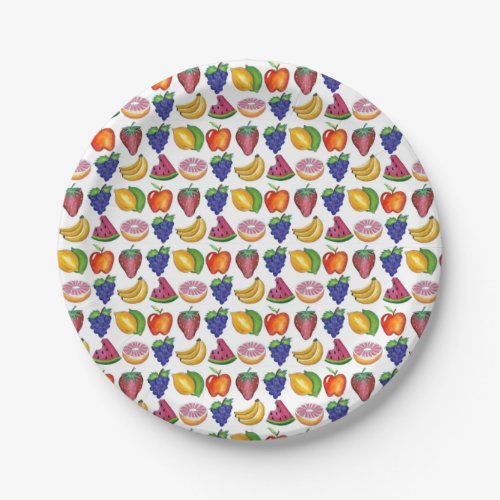 Apple Banana Lemon Lime Grapes Berry Fruit Salad Paper Plates