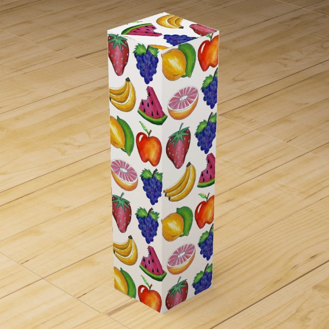 Apple Banana Lemon Lime Grapes Berry Fruit Salad Wine Box (Front)