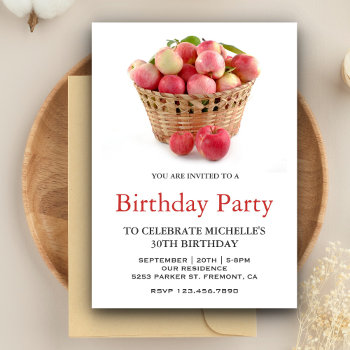 Apple Basket Birthday Party Invitation by ShabzDesigns at Zazzle