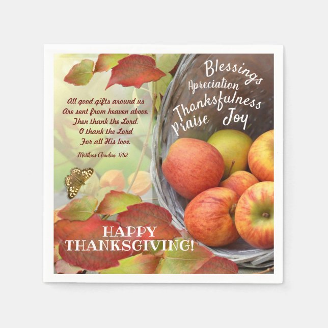 Apple Basket Praise and Thanksgiving Napkins (Front)