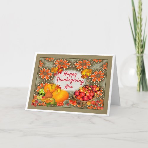 Apple Basket Thanksgiving Holiday Card