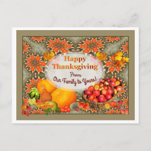 Apple Basket Thanksgiving Holiday Postcard