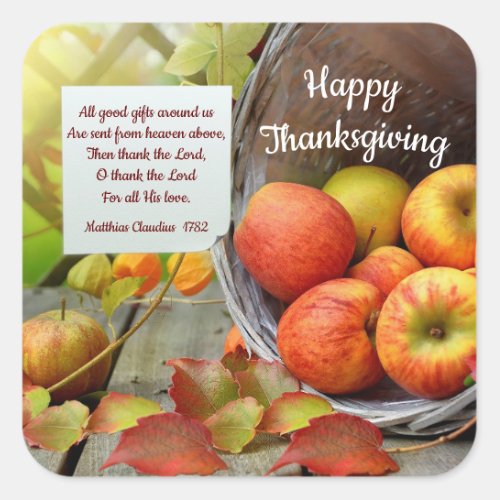 Apple Basket Thanksgiving Square Sticker