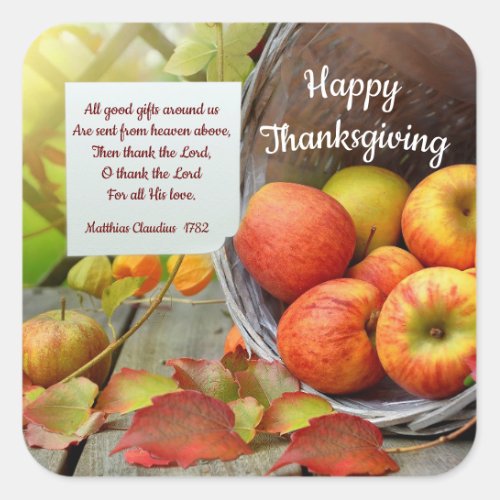 Apple Basket Thanksgiving Square Sticker