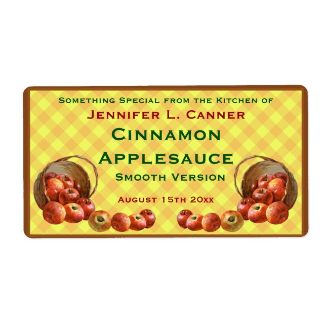 Apple Baskets on Yellow Plaid Label (Front)