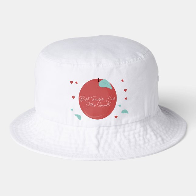 Apple Best Teacher Gift   Bucket Hat (Front)