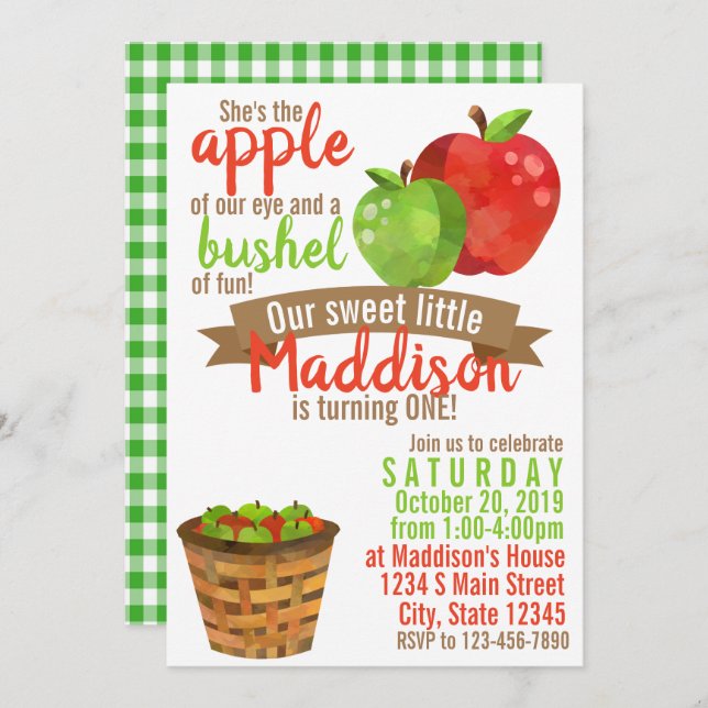 Apple Birthday Invitation (Front/Back)