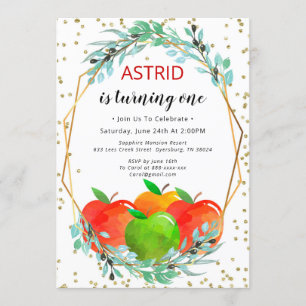 Apple Birthday Invitation, Birthday Invitation