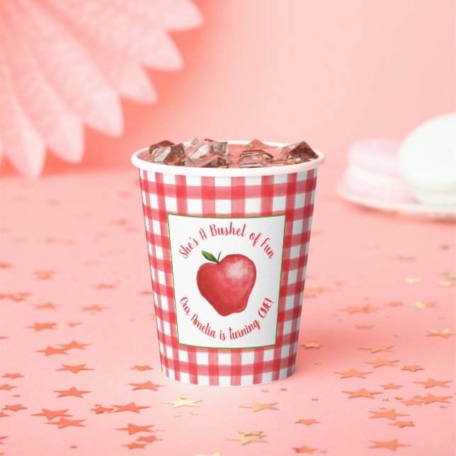 Apple Birthday Paper Cup - Bushel of Fun (Insitu)