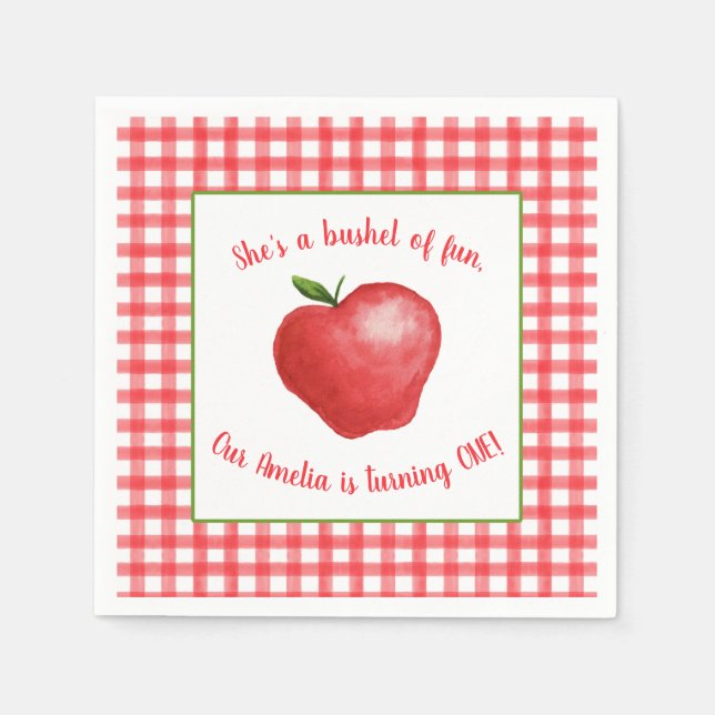 Apple Birthday Party Napkin - Customizable (Front)