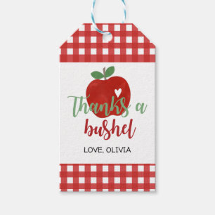 Apple Birthday Thanks a Bushel Favor Gift Tag