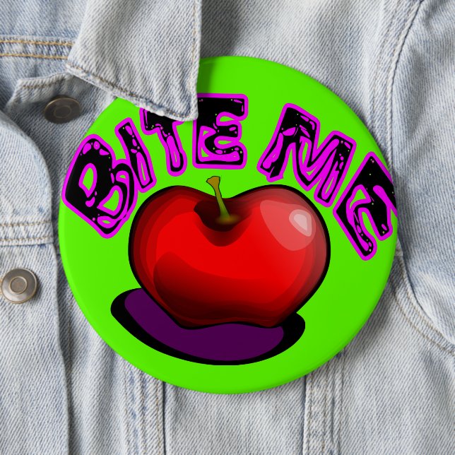 Apple BITE ME Nostalgic Retro 90s Pin (In Situ)