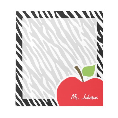 Apple Black  White Zebra Stripes Notepad