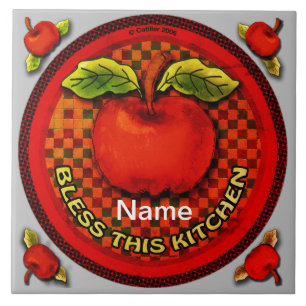Apple Bless This Kitchen Ceramic Tile