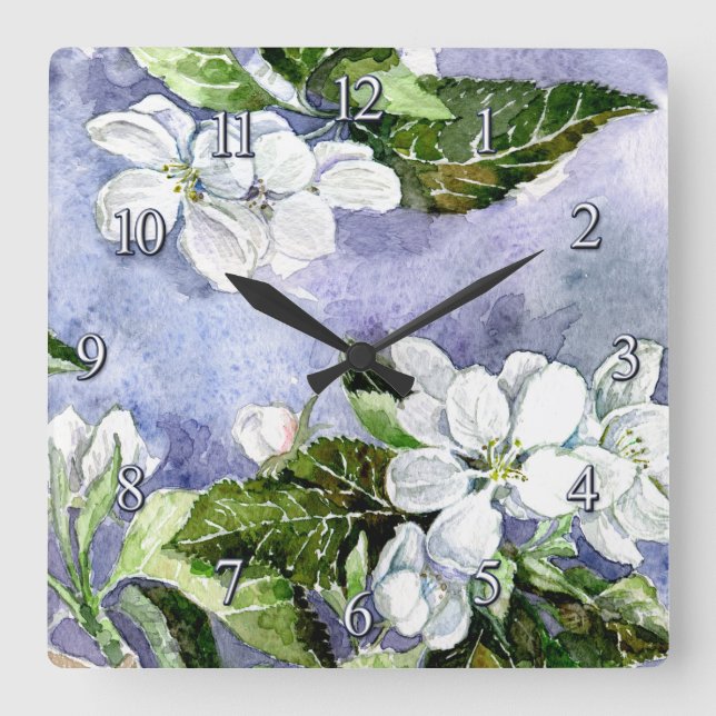 Apple blossom Acrylic Wall Clock (Front)