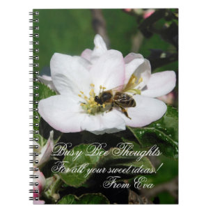 Apple Blossom & Bee Macro Photo Personalized Nam Notebook