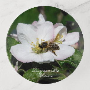 Apple Blossom & Bee Macro Photo Trinket Tray