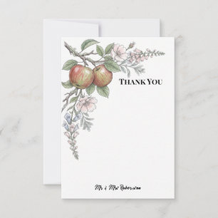 Apple Blossom Blush Floral Wedding Thank You Card