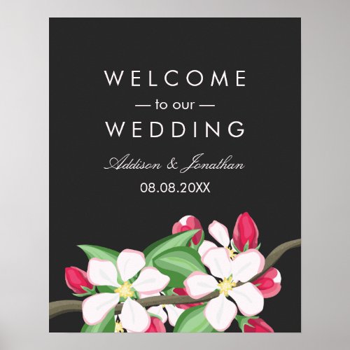 Apple Blossom Branch  Welcome to Our Wedding Poster