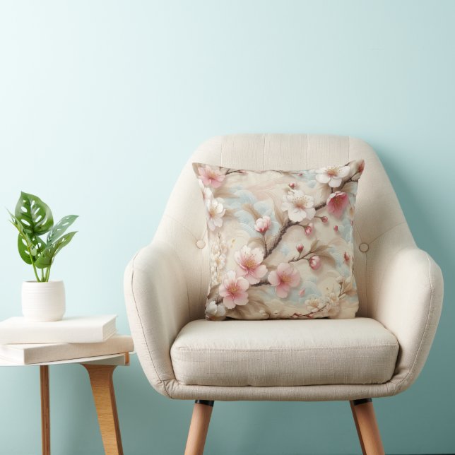 Apple Blossom Branches Throw Pillow (Chair)