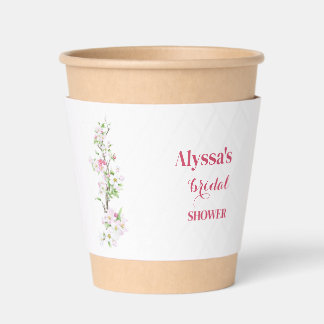 Apple Blossom Bridal Shower Personalized Coffee Cup Sleeve