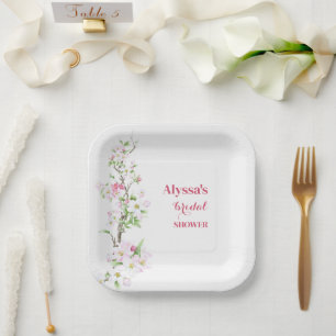 Apple Blossom Bridal Shower Personalized Paper Plates