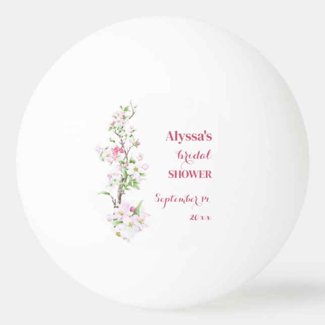 Apple Blossom Bridal Shower Personalized Ping Pong Ball (Front)