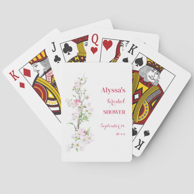 Apple Blossom Bridal Shower Personalized Poker Cards (Back)