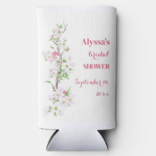 Apple Blossom Bridal Shower Personalized Seltzer Can Cooler