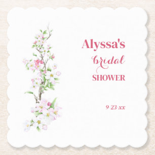 Apple Blossom Bridal Shower Personalized with Date Paper Coaster