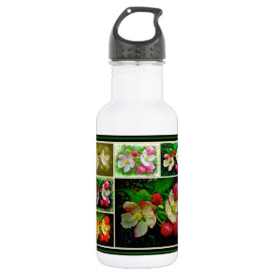 Apple Blossom Collage - Enhanced Digital Photo Water Bottle