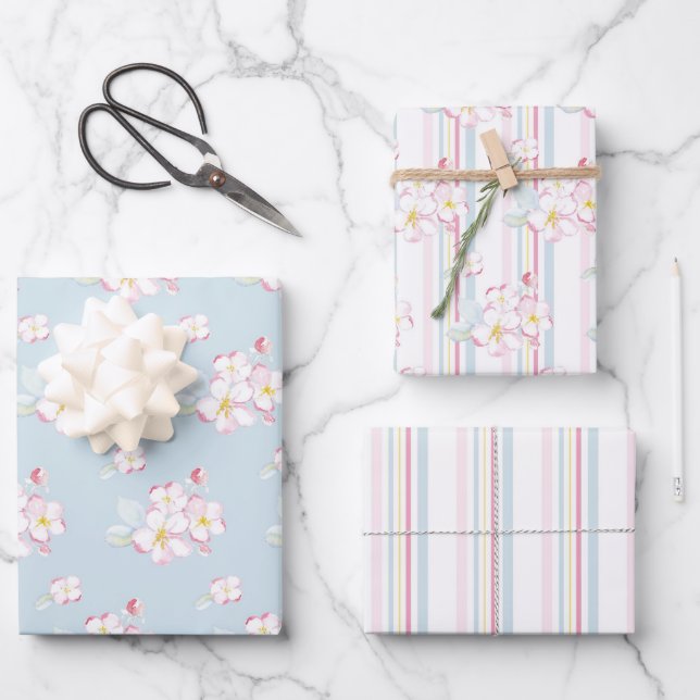Apple Blossom Collection Wrapping Paper Sheets (Front)