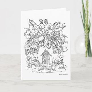 Apple Blossom Fairy House Color It Yourself Blank Card