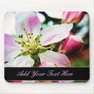 Apple Blossom Flower custom text Mousepad
