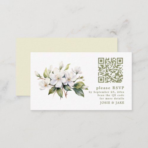 Apple Blossom flower RSVP QR Code Enclosure Card