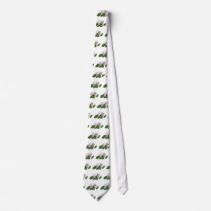apple blossom flowers and green leaves neck tie