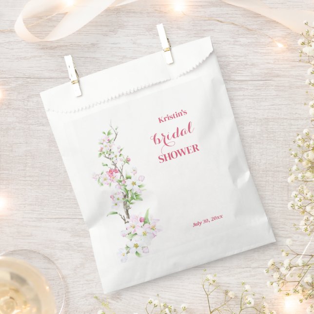 Apple Blossom Fully Customizable Bridal Shower  Favor Bag (Clipped)