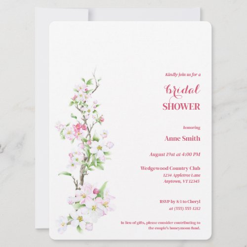 Apple Blossom Fully Customizable Bridal Shower  Invitation