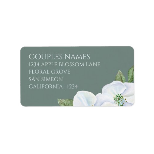 Apple Blossom Green And White Flower Wedding Label